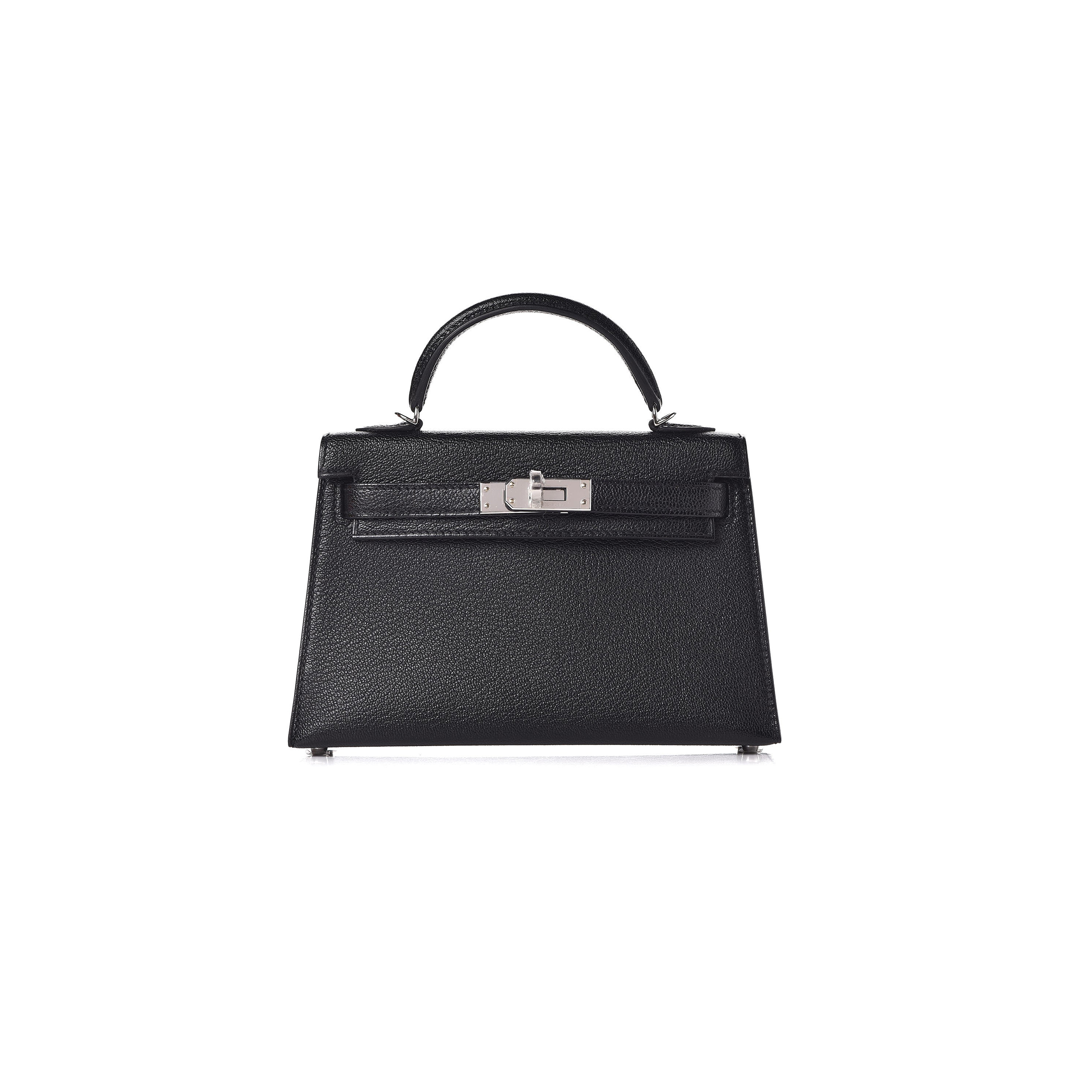 HERMÈS MASTER CHEVRE MYSORE MINI KELLY II SELLIER 20 BLACK (19*12*5.5cm)